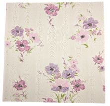 Vintage Wallpaper Sample Sheet 60s 70s Retro Floral Flowers Wood Grain C... - £7.81 GBP