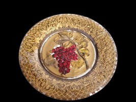 EAPG Lancaster Goofus Glass Fruit &amp; Flower Decorated GRAPES 8.5&quot;  Plate ca. 1911 - £11.86 GBP