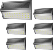 Outdoor Lights,6 Pack 30 LED Solar Lights Outdoor,Stainless Steel Outdoo... - $28.05