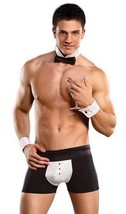 Male Power BUTT-LER Tuxedo Costume Boxer Short Cuffs &amp; Bow Tie Multiple Sizes - £23.31 GBP