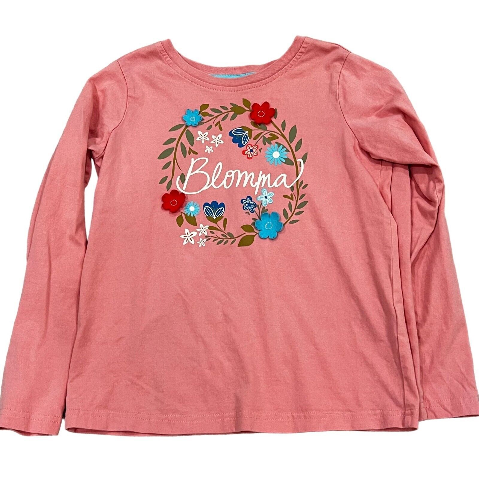Hanna Andersson Girls Long Sleeve Blomma Shirt Size 10/140 Pink Floral - $9.60
