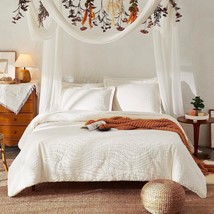 Queen Comforter Set, Bed In A Bag Ivory White 7-Pieces, Botanical Pattern, All S - £93.60 GBP