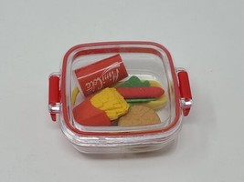 Miniature Erasers Novelty Fast Food In Case Hemberger Drink Hotdog Frenc... - $10.88