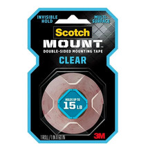 Scotch Mount Clear Double Sided Mounting Tape, 1 in x 60 in, 1 Roll - £6.76 GBP