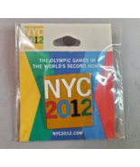 NYC 2012 Olympic Games Bid Pin Square Gold Tone Multicolor Spell Out - $9.85