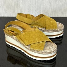 Marc Fisher 9 Platform Yellow Suede Leather Slingback Espadrille Sandals... - $33.58
