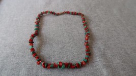 Vintage Raw Coral Turquoise Southwestern Handmade Necklace 16.25&quot; NB4 - $38.41