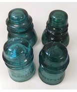  Blue Green Electrical Glass Insulators (4)  Brookfield Hemingray Made I... - €12,72 EUR