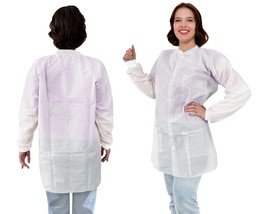 White Disposable Lab Coat Women &amp; Men, Pack of 10 SMS 40gsm Lab Coats - £22.92 GBP