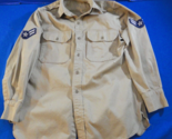 VINTAGE 1965 KHAKI TAN BUTTON UP AIR FORCE USAF UNIFORM SHIRT W/ RANK  1... - $40.49