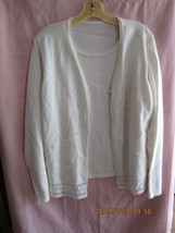 White Blend Cardigan Sweater Built In Top Size L - £11.81 GBP