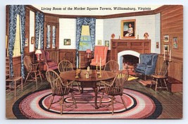 Postcard Williamsburg VA Market Square Tavern Living Room Linen Unposted - £2.80 GBP