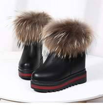 Womens Ankle Boots Platform Warm Winter Shoes Wedge Hidden High Heel Black Side  - £77.81 GBP