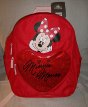 Disney Store Red Minnie Mouse Heart Print Backpack New W/T - £35.37 GBP