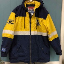 Vtg NUTMEG BigTen conf Michigan Wolverines Jacket Mens Large zip up Hooded RARE - £113.26 GBP