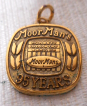 MoorMan&#39;s Vtg Square Gold Color 95 Years Pendant Honesty Industry Service 3/4&quot; - £34.26 GBP