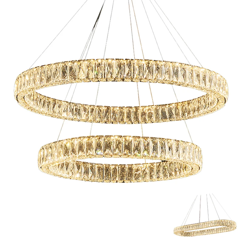 Rystal chandelier light led indoor modern 40 60 80 100cm circular ring hanging lamp for thumb200