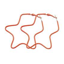 Orange Enamel &amp; Silver-Plated Star Hoop Earrings - £10.34 GBP