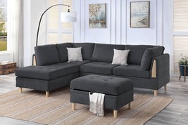 Albena 3-PieceLiving Room Sectional with Chaise in Chenille Fabric - £871.13 GBP