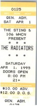 The Radiateurs Concert Ticket Stub Avril 1 1995 Hartford Connecticut - £32.42 GBP