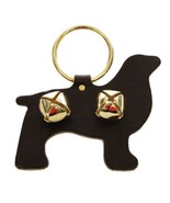 DOG with SLEIGH BELLS LEATHER DOOR CHIME - BLACK - Amish Handmade in USA - $24.97