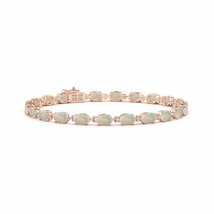 ANGARA Classic Oval Opal Tennis Bracelet for Women, Girl in 14K Solid Gold - £2,006.49 GBP