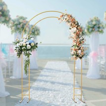 7.2ft Gold Metal Wedding Arch Stand with Base for Party Décor and Backdrops - $102.99