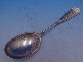 Japanese Whiting Sterling Silver Berry Spoon w/ Embossed Bowl 9&quot; D Monogram - £316.74 GBP