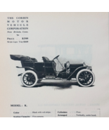 1908 Corbin Motor Vehicle Model K Catalog Advertisement Automobilia F17M2 - $555.10 MXN