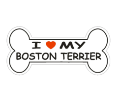 12&quot; love my boston terrier dog bone bumper sticker decal usa made - $29.99