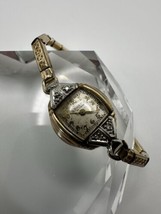 Antique Gruen 12k GF Woman’s Watch Missing Crown For Parts Diamond Accents 27mm - $29.70