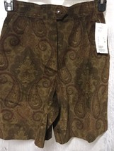 Escada Vintage Shorts Margaretha Ley Brown Paisley Velour Bermuda Size 3... - $99.00