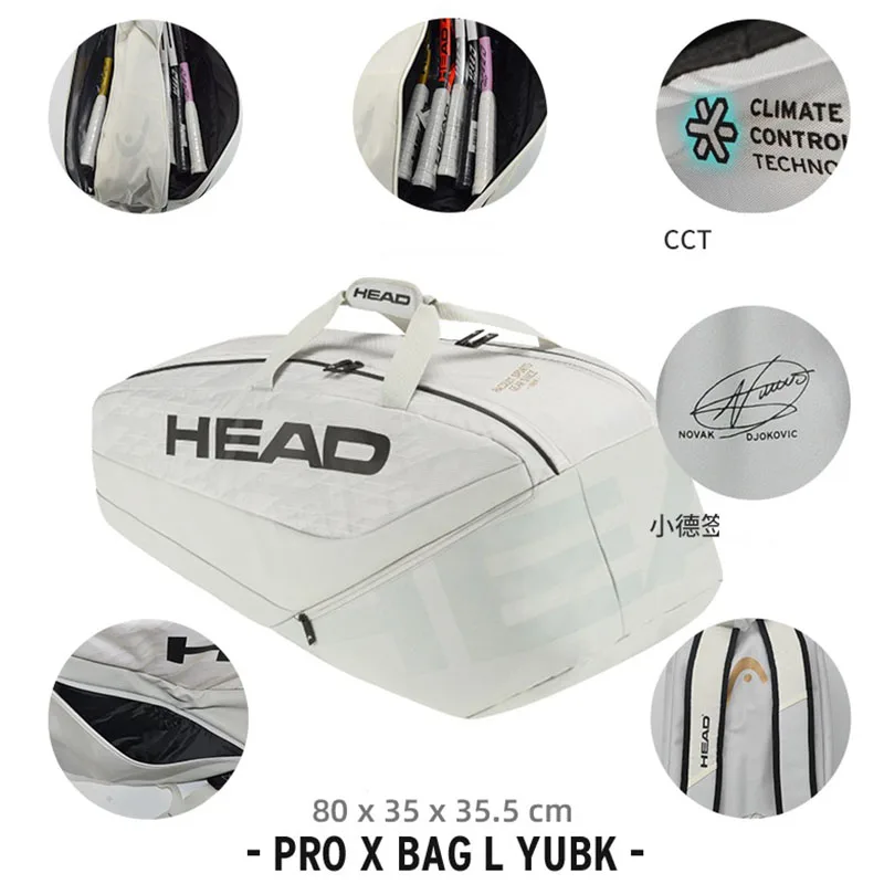 HEAD Pro X Djokovic Series Court Bag Tennis Backpack 6 Pa 9R 12R Racquet Bag Lar - £247.02 GBP