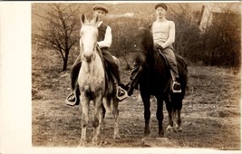 RPPC Young Men Beautiful Horses Riding Horseback c1908 Real Photo Postcard Z5 - £7.15 GBP