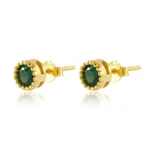CCFJOYAS 925 Silver Green Color Zircon Hoop Earrings for Women Simple INS Gold S - £13.02 GBP