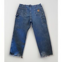 Carhartt Distressed Jeans Mens 38x30 B13 Original Dungaree Baggy Blue De... - $637.11 MXN