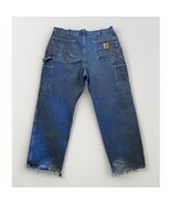 Carhartt Distressed Jeans Mens 38x30 B13 Original Dungaree Baggy Blue De... - $642.42 MXN