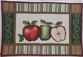 TAPESTRY KITCHEN MAT/RUG (20&quot;x30&quot;) GREEN &amp; RED APPLES, rectangle, HC - $14.84