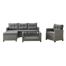 Garden sofa DKD Home Decor Grey 120 x 65 x 77 cm 163 x 45 x 84 cm synthe... - £610.46 GBP