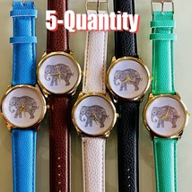 5-Qty, Elephant Them faux Leather women watches - £27.68 GBP