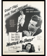 1945 Dick Powell &amp; Claire Trevor, Murder in My Sweet Vintage Print Ad - £11.12 GBP