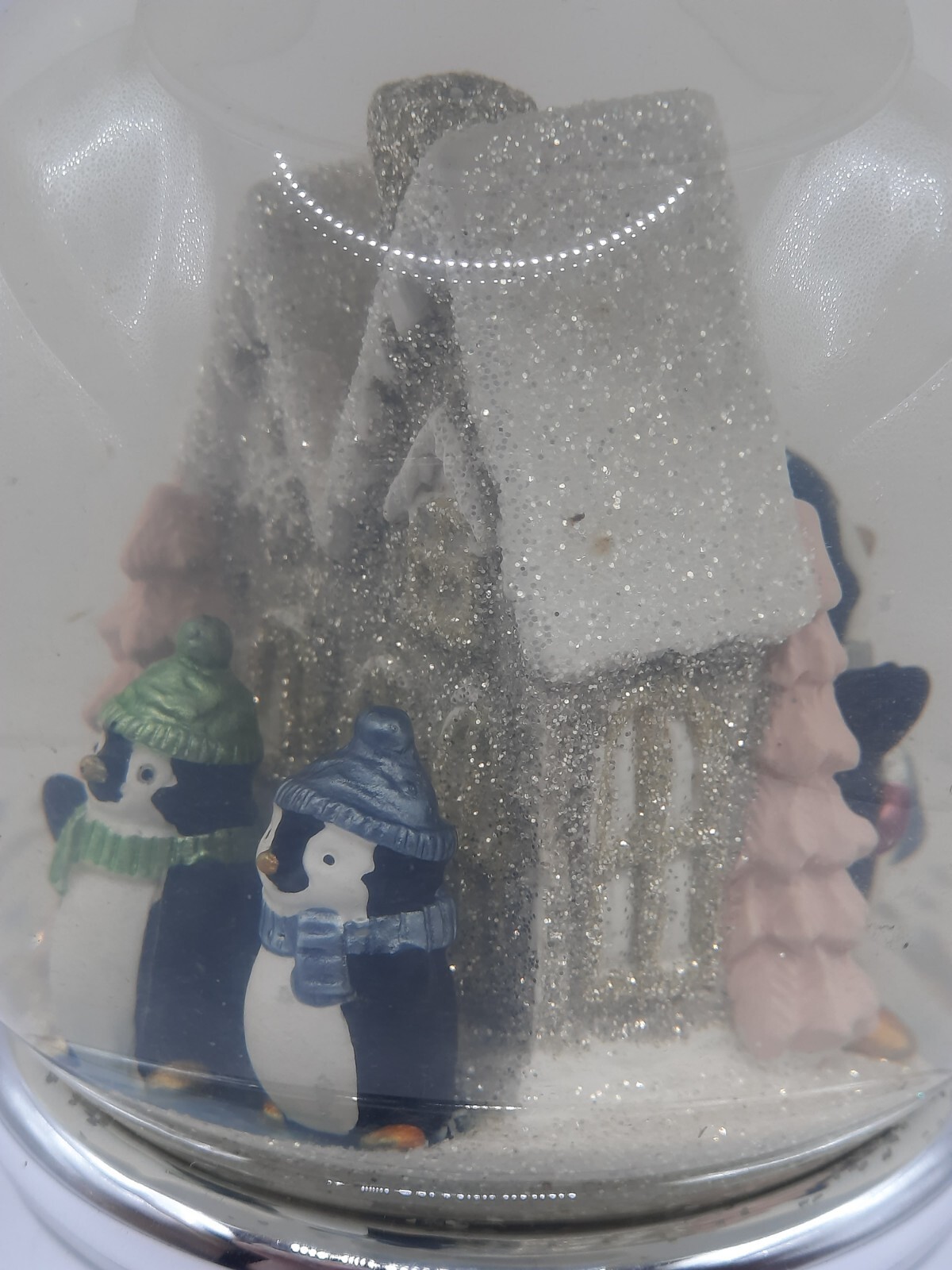 Bath & Body Works Snow Globe Penguins 3 Wick Candle Holder Winter Holiday USED Item image 4