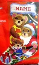 DIY Horizons Santa Teddy Bear Baby Makes Three Long Needlepoint Stocking Kit - £71.90 GBP
