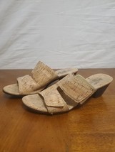 Siesto Meucci Beige Cork Sandals Low Heel Open Toe Shoes Size 7 M - $503.80 MXN