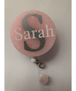 retractable badge holder clip With Initial Under Your Name.  Lots Of Col... - £8.26 GBP