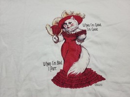 When I&#39;m Good When I&#39;m Bad I Purr Hanes Her Way 2XL Sexy Cat Red Dress VTG Shirt - £13.78 GBP
