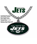 NEW YORK JETS NECKLACE STAINLESS STEEL CHAIN FOOTBALL HOT! SPORTS FREE S... - $20.76