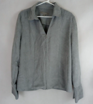 Croft &amp; Barrow Women&#39;s Gray Floral Full Zip Lightweight Jacket Size XL - $12.60