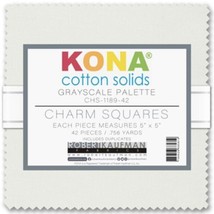 5&quot; Charm Pack Squares Kona Solids Grayscale Palette Greys Fabric Precuts M528.18 - £8.66 GBP