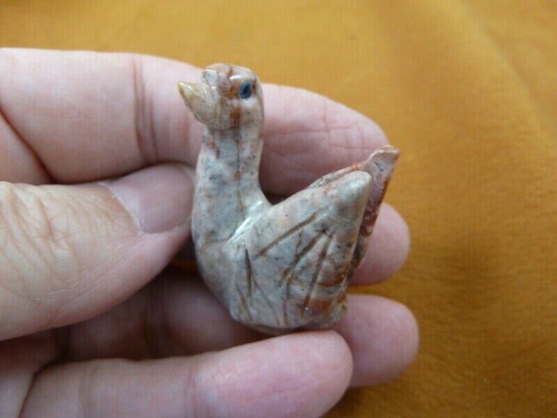Y-SWA-24) gray SWAN baby bird carving SOAPSTONE stone figurine statue lo... - $8.59